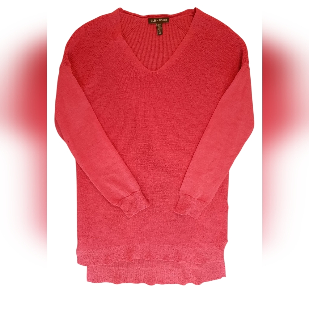 Eileen Fisher Blouse Womans Small Pink Wool Italian Tunic Bohemian Hippie
